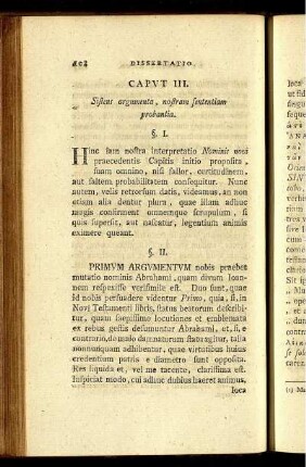 Caput III. Sistens argumenta, nostram sententiam probantia.