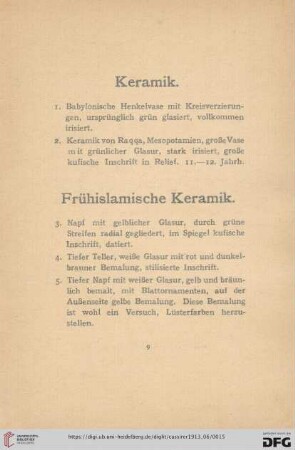 Frühislamische Keramik (Nr. 3-191)