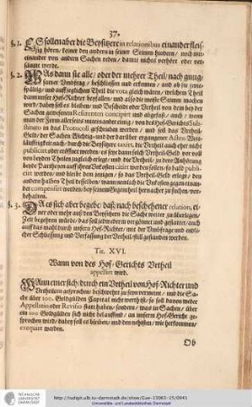 Tit. XVI. Wann von des Hof-Gerichts Urtheil appellirt wird.