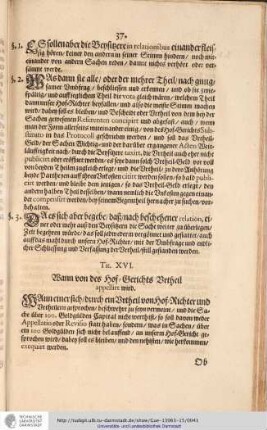 Tit. XVI. Wann von des Hof-Gerichts Urtheil appellirt wird.