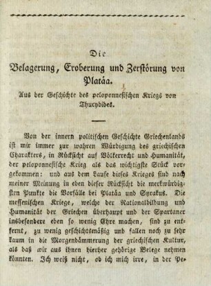 Die Belagerung, Eroberung und Zerstötung von Platäa