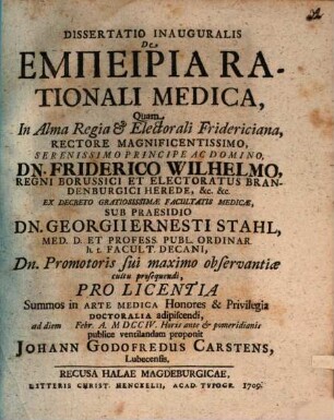 Diss. inaug. de empeiria rationali medica