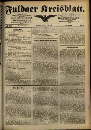 Ausgabe vom Montag, den 01. August 1910.