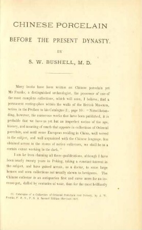 Chinese porcelain before the present dynasty. By S. W. Bushell, M. D.