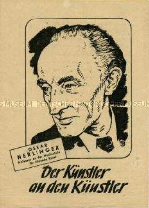 Propagandaschrift des SED zu den Wahlen 1946 mit einem Beitrag und dem Porträt von Oskar Nerlinger