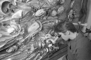 Restaurierungsarbeiten beim Badischen Landesmuseum