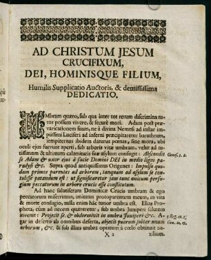 2r-3r, AD CHRISTUM JESUM CRUCIFIXUM, DEI, HOMINISQUE FILIUM, Humilis Supplicatio Auctoris, & demississima DEDICATIO.