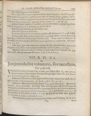 Tit. II. VI. C. 1. De Jurejurando sive voluntario, sive necessario, sive judiciali.