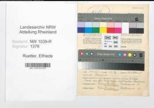 Entnazifizierung Elfriede Ruetter , geb. 13.06.1889 (Fuersorgerin)