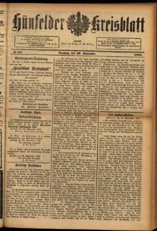 Ausgabe vom Dienstag, den 29. September 1896.