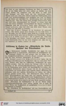 26: Erklärung in Sachen der "Mittelstelle für Volksschriften" des Dürerbundes