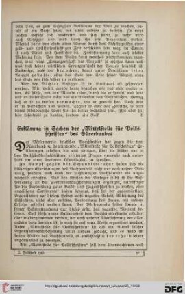 26: Erklärung in Sachen der "Mittelstelle für Volksschriften" des Dürerbundes