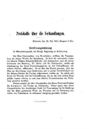Eröffnungssitzung : [Protokolle über die Verhandlungen]