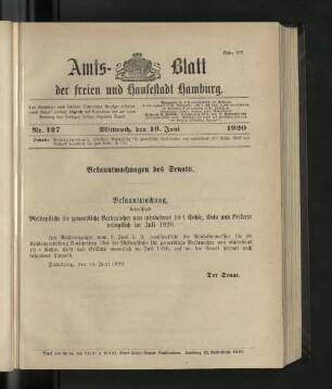 No. 127, 16. Juni 1920