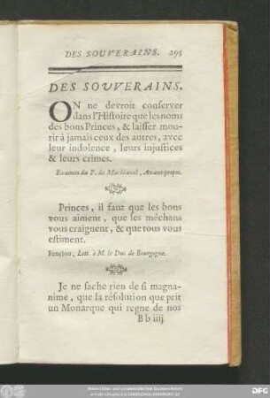 Des Souverains.
