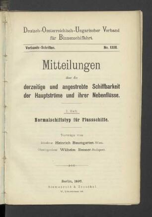 Normalschiffstyp für Flussschiffe : Vorträge