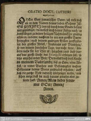 Oratio Doct. Lutheri