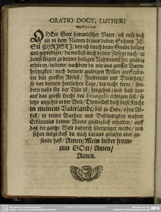Oratio Doct. Lutheri