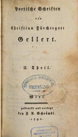 Poetische Schriften, II. Theil
