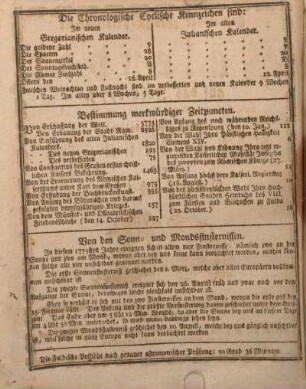 Die chronologische cyclische Kennzeichen sind: ...