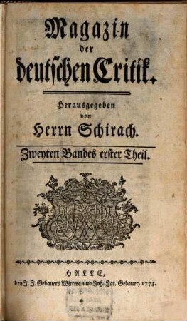 Magazin der deutschen Critik. 2, 2. 1773