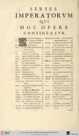 Series Imperatorum qui hoc opere continentur