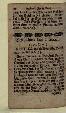 Geschichten des I. Seculi