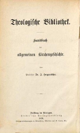 Handbuch der allgemeinen Kirchengeschichte, 1