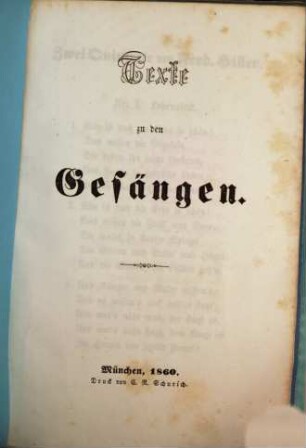 Texte zu den Gesängen [welche in den Concerten der Musikalischen Akademie in München aufgeführt wurden]. 5. 1860