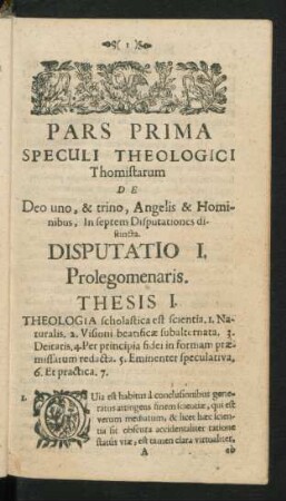 Pars Prima Speculi Theologici ...