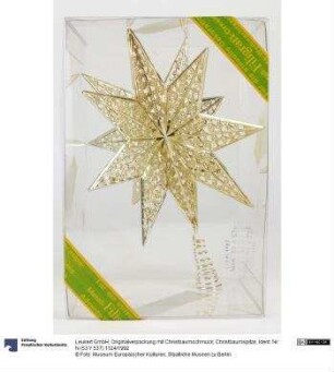 Originalverpackung mit Christbaumschmuck; Christbaumspitze