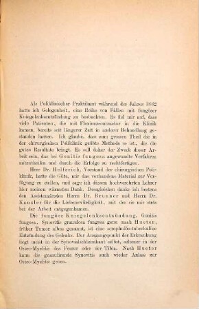 Beitrag zur Therapie der fungösen Kniegelenkentzündung : Inaug.-Diss. d. U. München