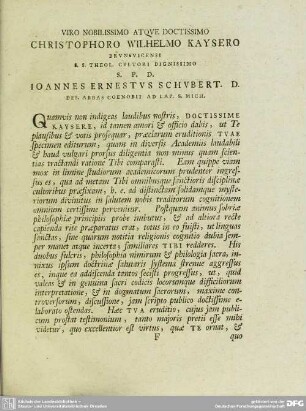 Viro Nobilissimo Atque Doctissimo Christophoro Wilhelmo Kaysero ...