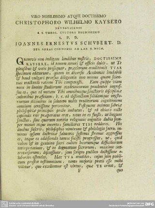 Viro Nobilissimo Atque Doctissimo Christophoro Wilhelmo Kaysero ...