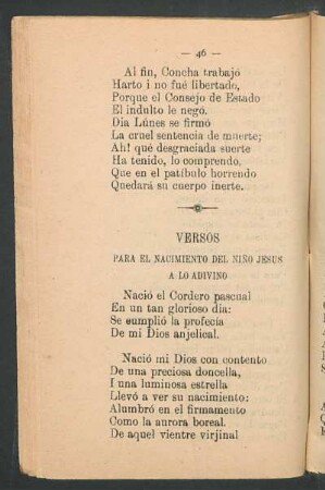 Versos para el nacimiento del niño Jésus : A lo adivino