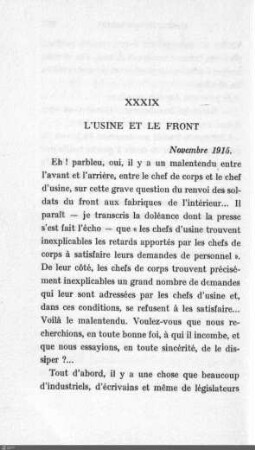 XXXIX. L'usine et le front