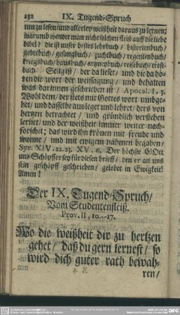 Der IX. Tugend-Spruch, Vom Studentenfleiß