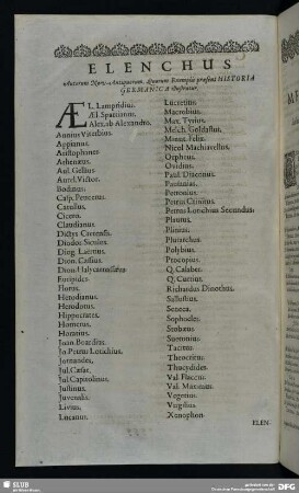 Elenchus Autorum Nov-Antiquorum. Quorum Exemplis praesens Historia Germanica illustratur