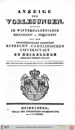 Wintersemester 1834/1835