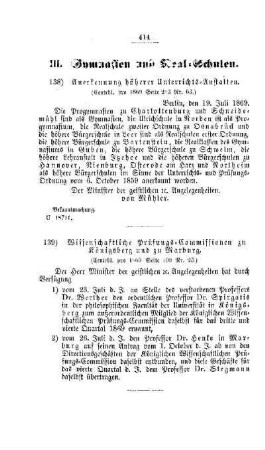 Wissenschaftliche Prüfungs-Commissionen zu Königsberg und zu Marburg : [III. Gymnasien und Realschulen]