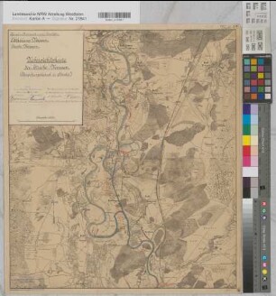 Ems Kanalisierung Blatt 1a Umgehungskanal Hüntel Übersicht 1891 1 : 25 000 55 x 49 Einzeichnung in Druck A. Franke, Wasserbauinspektor Wasser- und Schiffahrtsdirektion Münster
