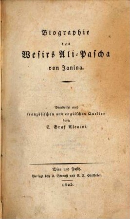 Biographie des Weser's Ali Pascha von Janina