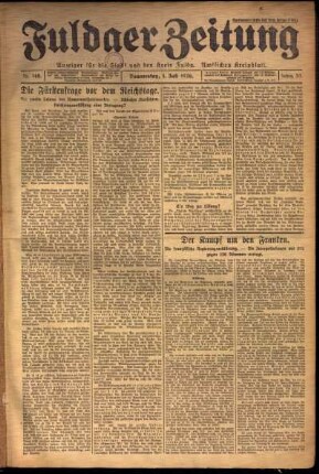 Erste Ausgabe vom Donnerstag, den 01. Juli 1926.