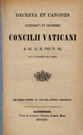 Decreta et canones sacrosancti et oecumenici Concilii Vaticani