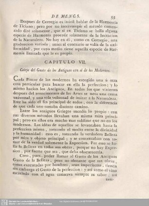 CAPITULO VII. Cotejo del Gusto de los Antiguos con el de los Modernos.