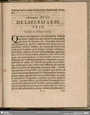 Articulus XVIII. DE Libero Arbitrio
