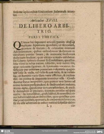 Articulus XVIII. DE Libero Arbitrio