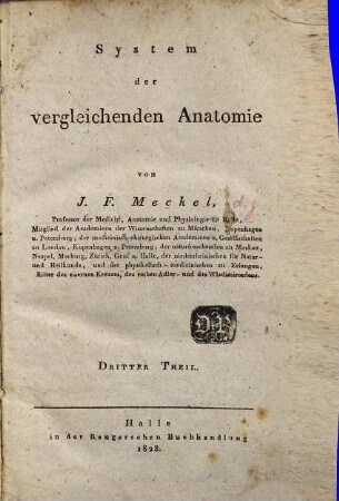 System der vergleichenden Anatomie, 3