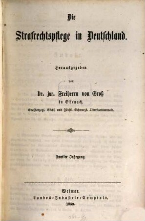 Die Strafrechtspflege in Deutschland. 2. 1859