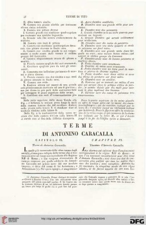 Capitolo VI: Terme di Antonino Caracalle / Chapitre VI: Thermes d'Antonio Caracalla